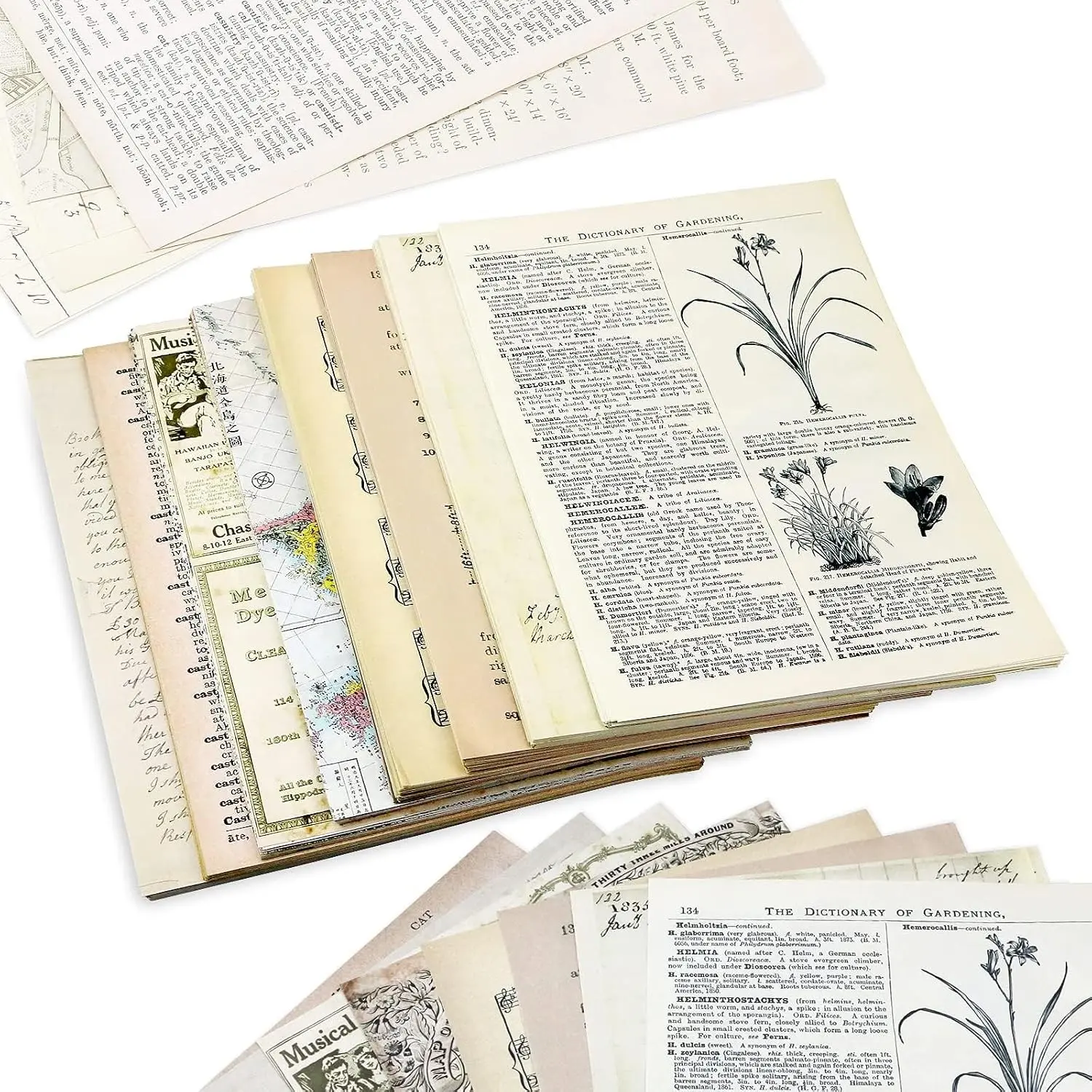 Junk Journal Pages Vintage Handmade Scrapbook Sheets, Including Magazine, Newspaper, Sheet Music and Kraft for Scrapbooking Decoupage Background DIY Craft Decoration 240PCS