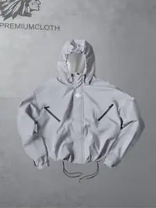 Spring Summer Hooded Windproof Jacket, Lightweight Waterproof Outdoor Hiking Jacket, Casual Street Style, Zip Pockets, Daily Wear