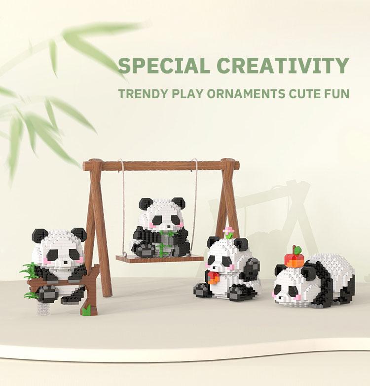 Creative DIY Assemable Animal Cute MINI Chinese Style Animal Panda Building Block Educational Boy Toys For Children Model Bricks