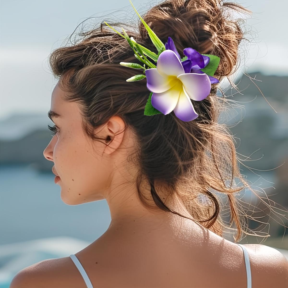 Hawaiian Foam Artificial Flower Side Comb, Faux Orchid Hair Comb for Bridal Wedding, Hawaiian Beach Tropical Wedding Party Decoration