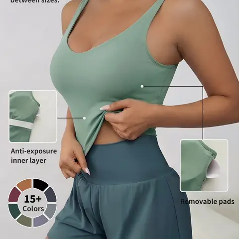Women's Solid Sports Bra, Sporty Wide Strap Lingerie Top for Tennis Pickleball, Gym Clothes, Women's Athletic Clothing for Indoor Outdoor Wear, Workout Bras, Wireless Sports Bras, Sportswear Bra, Exercise Bra