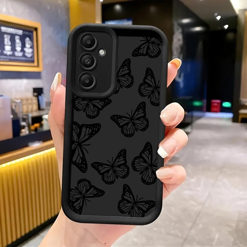 Phone case: Black TPU Full-Screen Cool Butterfly Design Phone Case, Compatible with Galaxy Galaxy A03/A03s/A05/A10s/A11/A12/A13/A14 5G/A15 4G/A20s/A21s/A22/A23/A30s/A31/A32/A34/A50/A51/A52/A52s 5G/A53 5G/A54 5G/A70/A71/A72/A73 5G/S20/S21/S22/S23/S24/S25