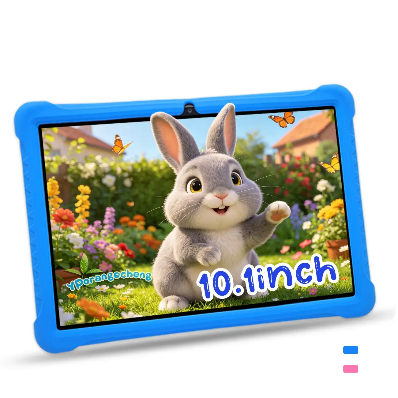 #SummerFind 10.1 Inch Kids Tablet, 5G Dual-Band WiFi, HD Touch Screen, dual cameras with full shockproof case, for study office education entertainment, suitable for boys girls, perfect gift for Christmas Halloween Easter birthday, pink blue,no adapter