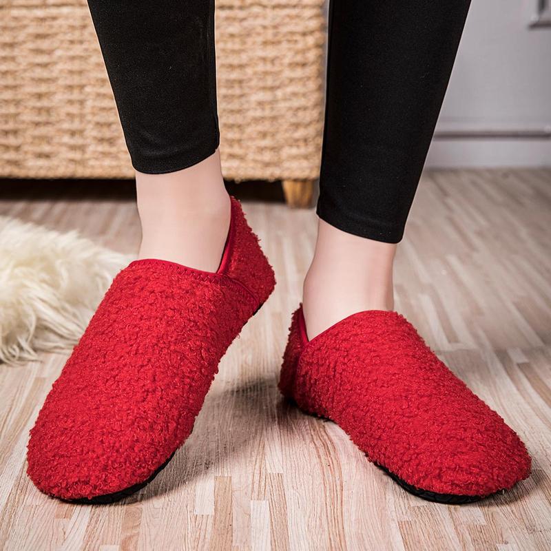 Winter Cotton Shoes for Women House Slippers Cozy Sock Shoes with Soft Rubber Sole Slip On for Indoor Outdoor