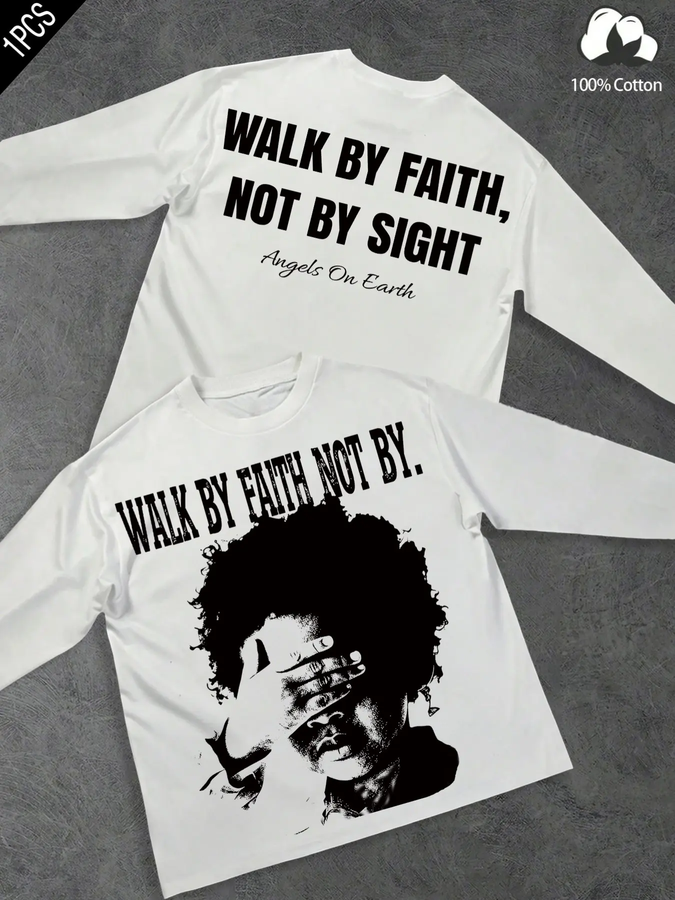 Unisex 100% Cotton Long Sleeve T-Shirt, Graphic Print, Round Neck, Loose Fit, Streetwear Style, Casual, &, Spring & Fall