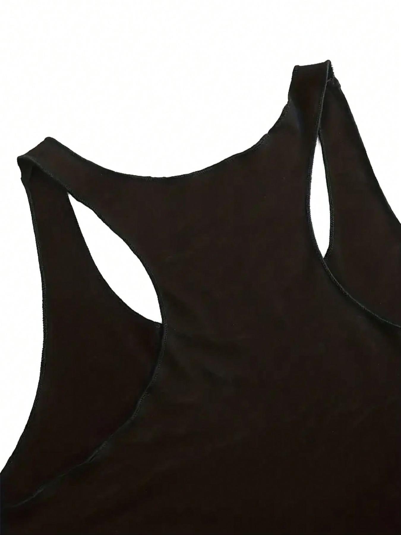 Vintage Game Day Football Tank Top, Casual Racerback for Game Season, Fitted Letter Pattern, Non-Full Placket, No Button, Without Zipper