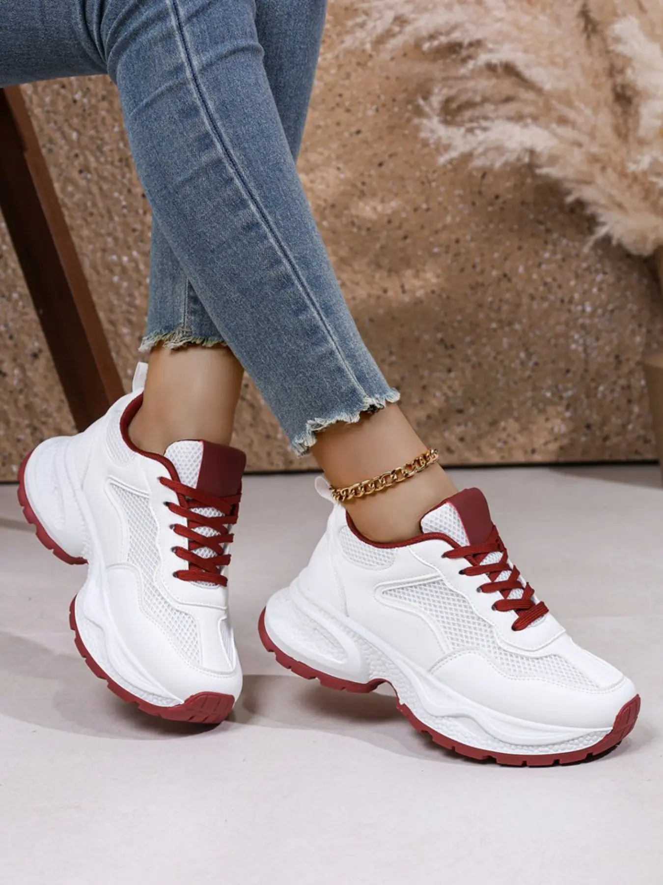 Return-To-School Trendy Patchwork Colorblock Dad Shoes for Women, Breathable Mesh Upper, Thick Sole, Casual Street Style Sneakers