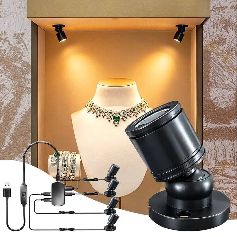 LED Mini Spotlights Display Light, 3000k Warm Light, Ideal for Jewelry Cabinet Model Showcase Racks, Compact and Efficient Lighting Solution