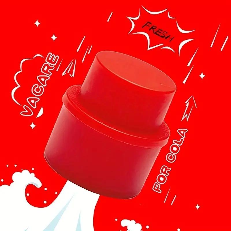 Vacuum Beverage Soda Fresh-keeping Bottle Lid, 1 Count Press Inflatable Soda Airtight Lid, Bottle Stopper Protector, Beverage Dustproof and Leak-proof Sealing Cap, Reusable Sealing Cap