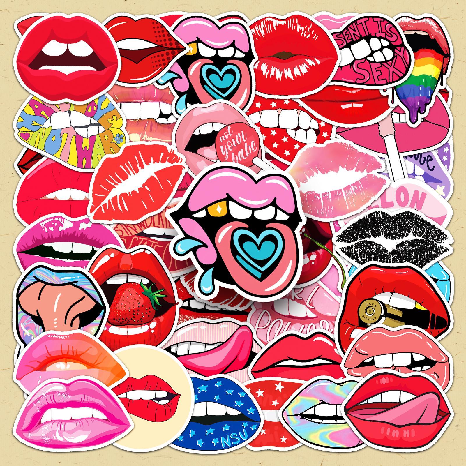 Lip Pattern Sticker, 100pcs/set Creative Lip Design Sticker, DIY Decorative Sticker for Scrapbooking, Journaling, Gift Wrapping, Decal
