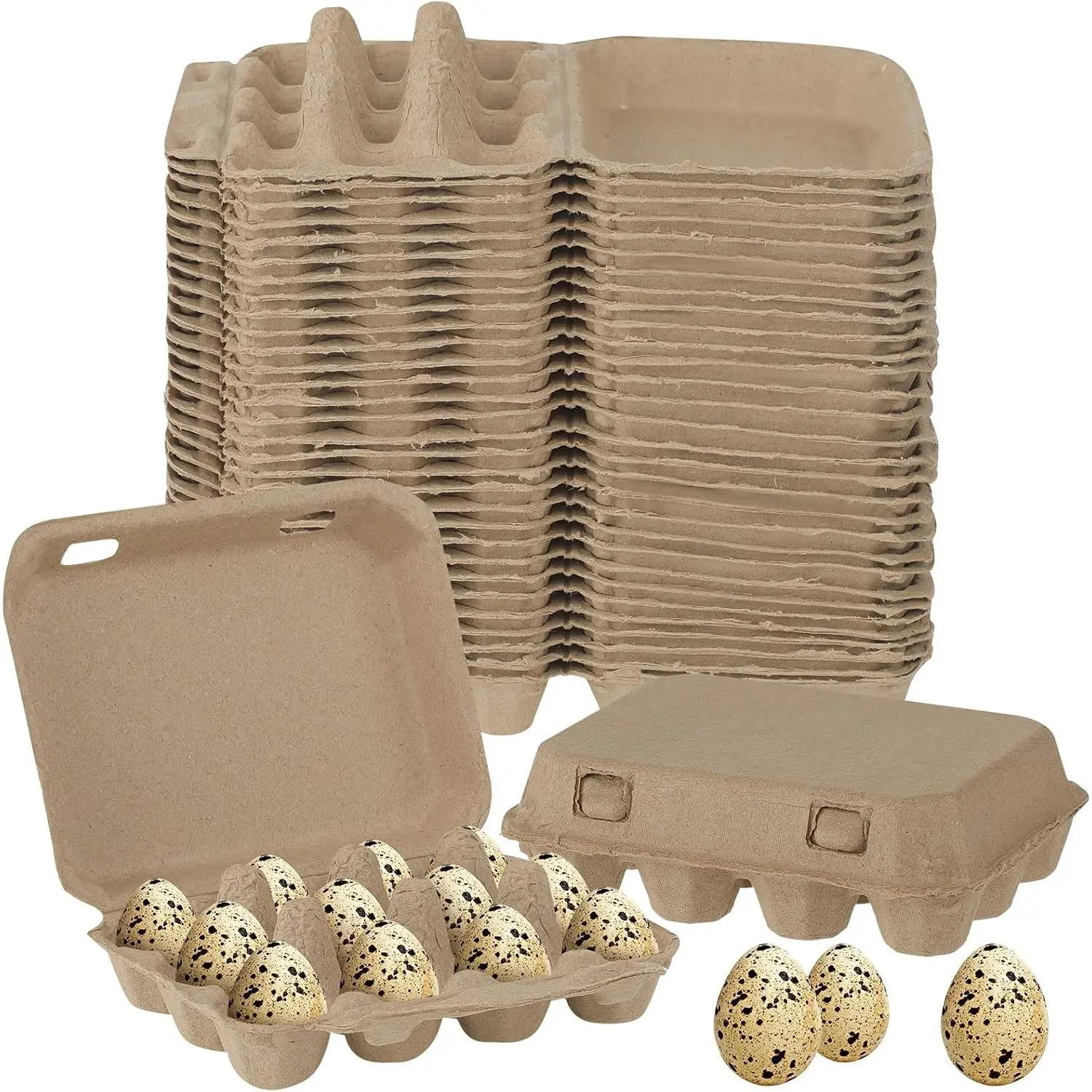 60 Pcs Quail Egg Cartons Paper Pulp Basket A Dozen Paper Crates Blank Cardboard Quail Egg Holder Container Reusable Storage Tray for Home Kitchen Refrigerator Farmhouse(3 x 4 Square,Gray)