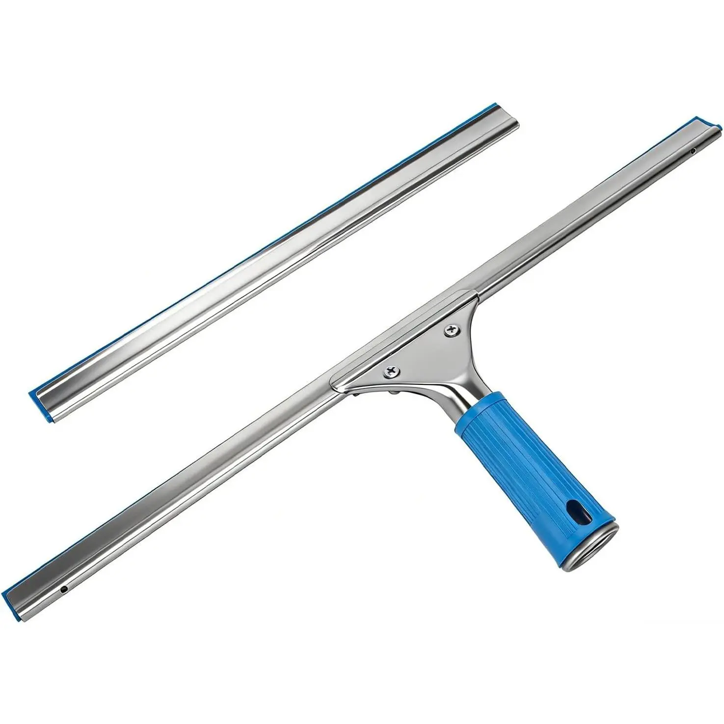 Professional Squeegee for Window Cleaning, 18” Window Squeegee for Shower Glass Door, Stainless Steel Rubber Squeegee Includes 12” Replacement Blades