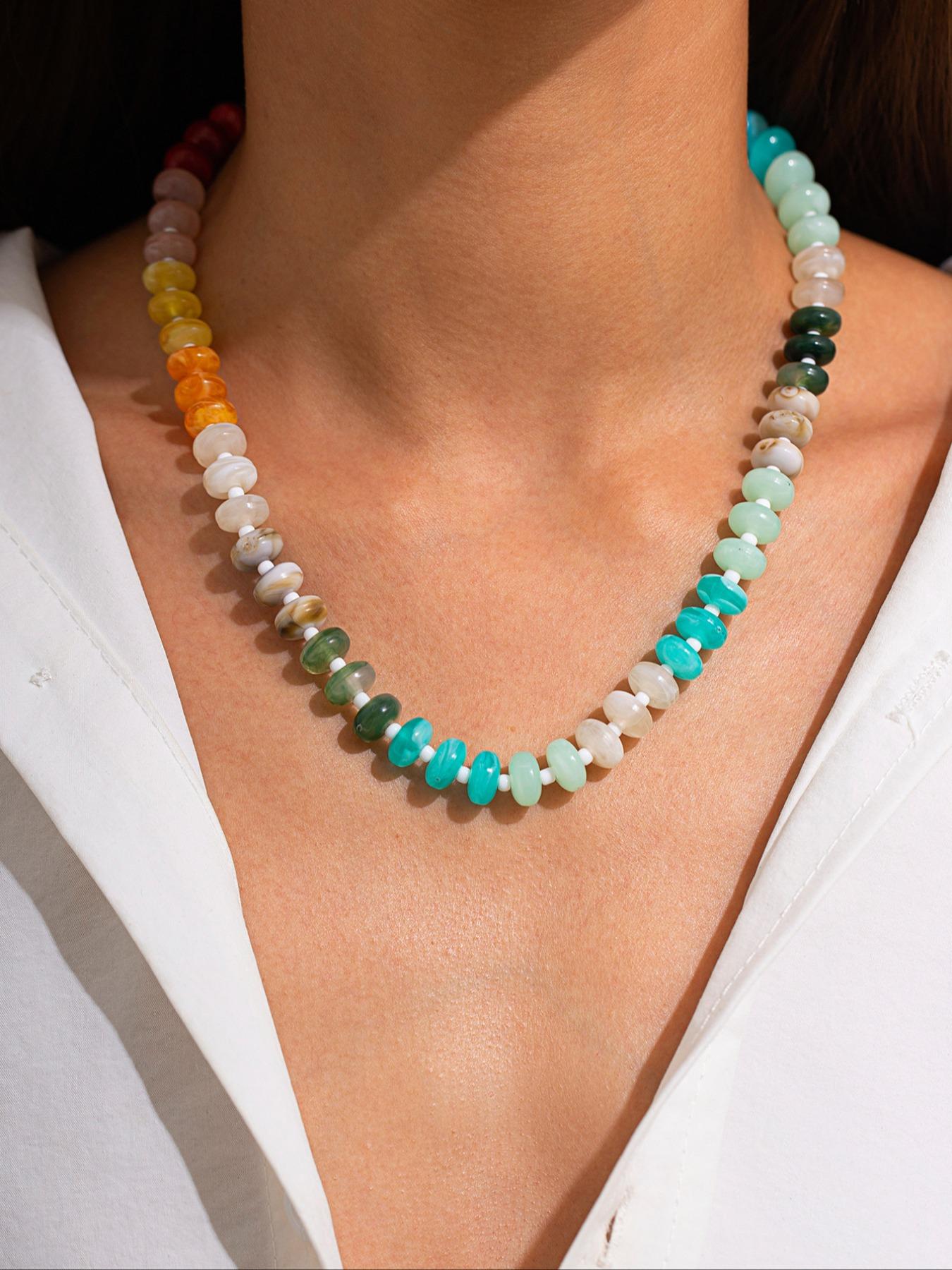 Chic Beaded Necklace for Women, Elegant Multicolor Jewelry, Perfect Gift for Holidays & Birthdays, Stylish Accessory for Parties, Modern Versatile Accessories
