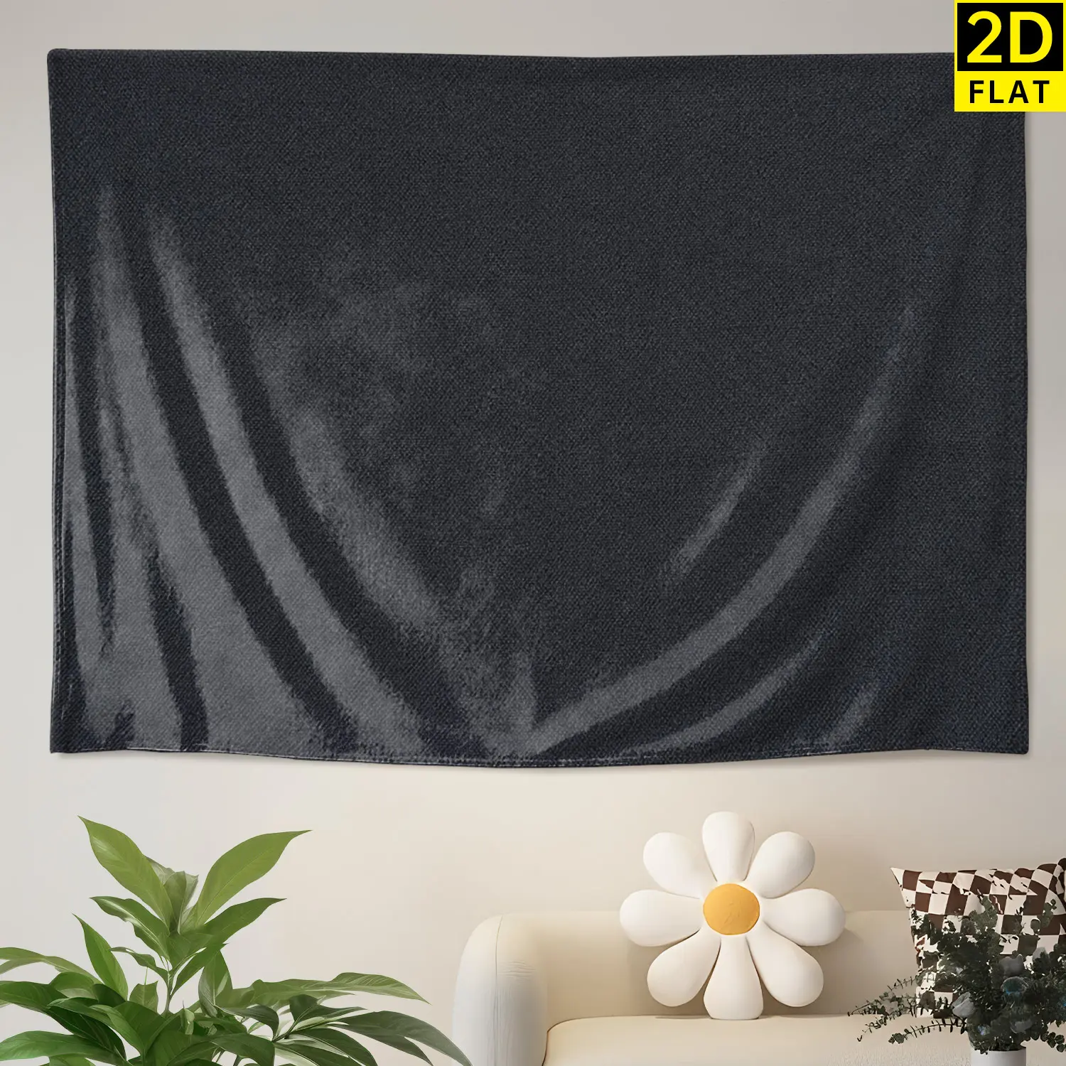 Minimalist Solid Charcoal Grey Texture Wall tapestry, Large size Printed Horizontal Tapestry blanket, Polyester Fabric Wall Hanging for bedroom, living room, No Installation Required, Indoor, Outdoor, Gift for Family and Friends