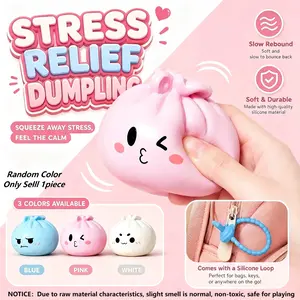 New Whistling Dumpling Surprise Blind Box with Mini Lanyard, Portable Soft Sensory Squishy Toy, Ultra Soft Stress Relief Fidget Toy for Office, Home & School
