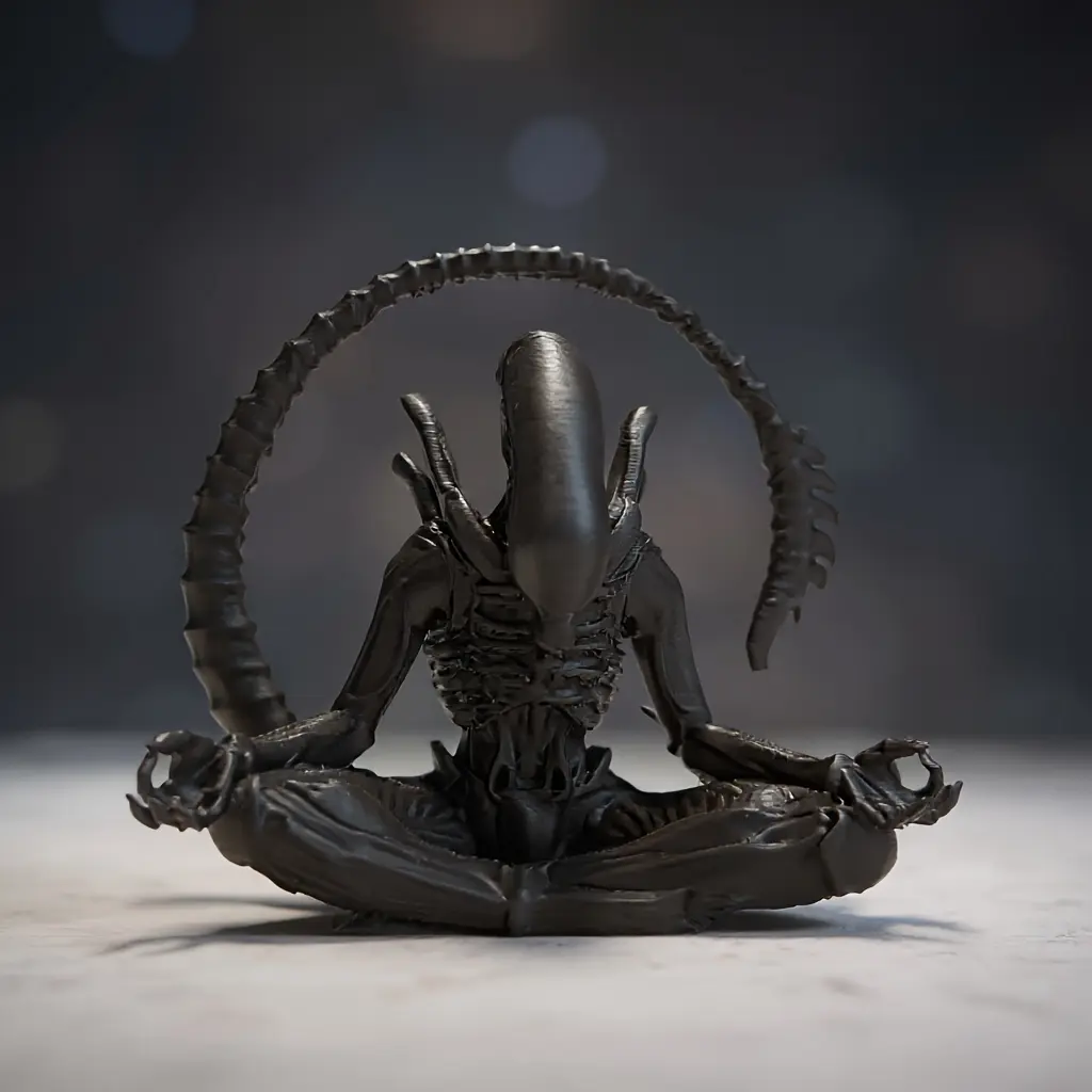 Meditating Alien Figurine, Creative Design for Personalized Atmosphere, Perfect for Collecting, Unique Outer Space Decor, Decorative Figurine
