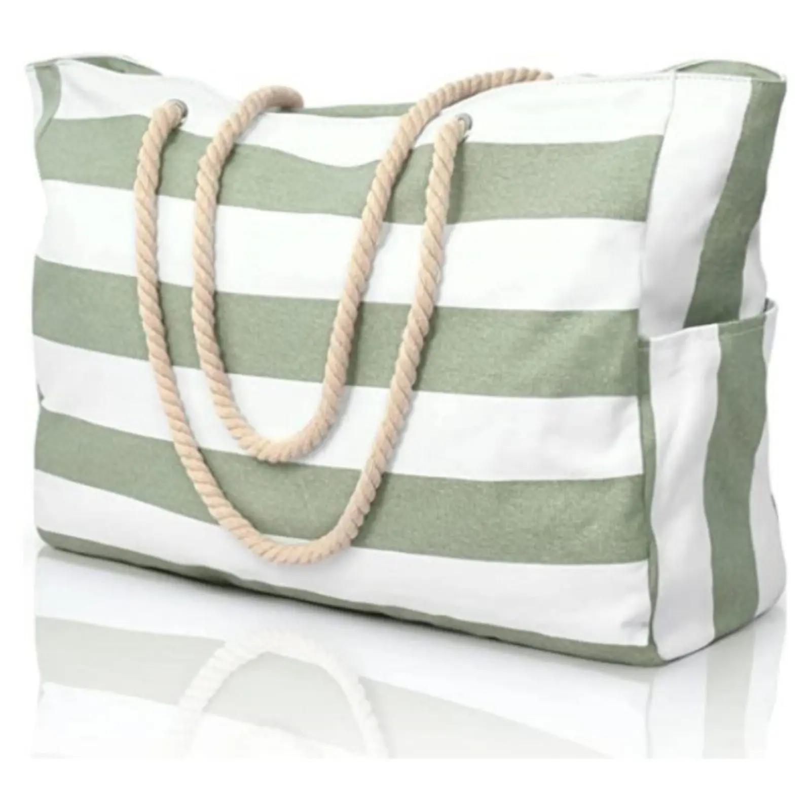 Chic Striped Canvas Tote Bag for Women, Extra Large Shoulder Carry Fabric Carrier for Holiday with Cotton Rope Handles, Plain, Fabric Carrier Women's Tote Bags, Side Pockets, Beach Girl Aesthetic, Double Handle, Beach Aesthetic Women's Tote Bags