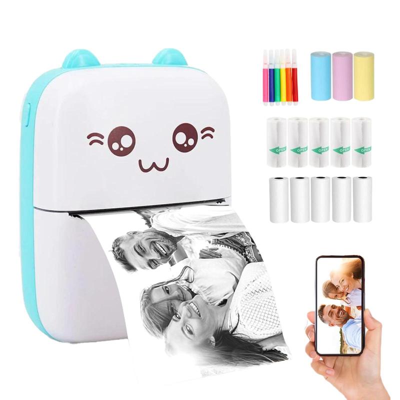 Portable Mini Sticker Printer, USB Rechargeable Bluetooth-compatible Thermal Printer with Print Paper, Pocket Printer Portable for Notes, Pictures, Label, Memo, Christmas Gift Ideas, Stocking Stuffers, Printing Machine