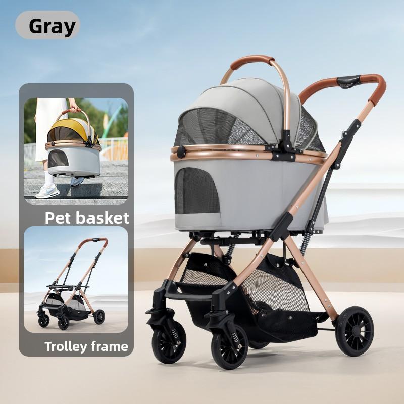 Pawzseek 3 in 1 Folding Pet Dog Stroller with Detachable Carrier Multifunctional Jogger Stroller for Small Medium Dogs Cats W Rear Brake Storage Basket Luxury Oversized Pet Stroller Multi-directional Ventilation Breathable Odor-free Design Foldable