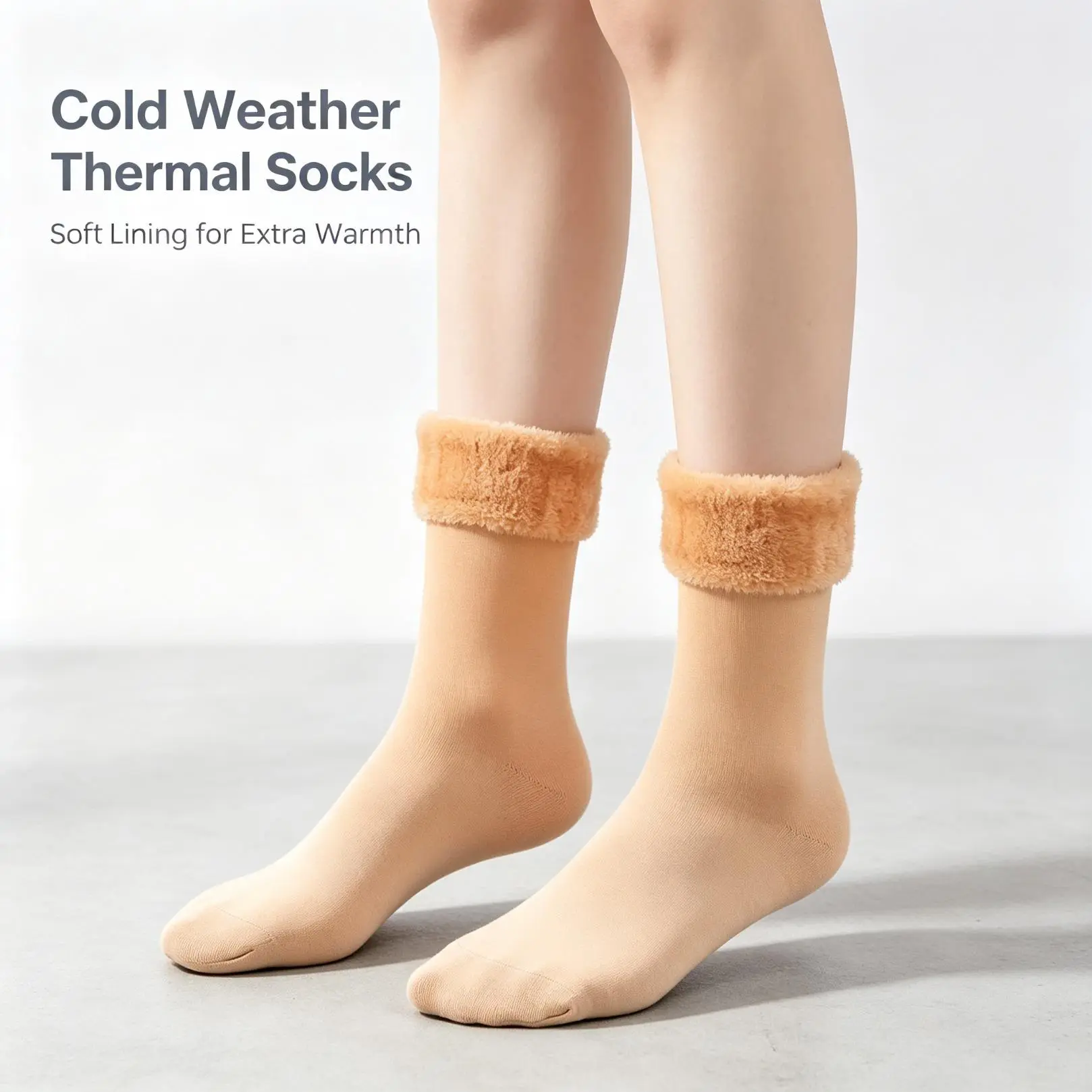 5 Pairs Mid-Calf Thermal Socks For Autumn Winter, Thick Fleece Lined Cold Resistant Self-Warming Floor Socks, Unisex Warm Knit Socks For Indoor And Daily Outdoor Wear
