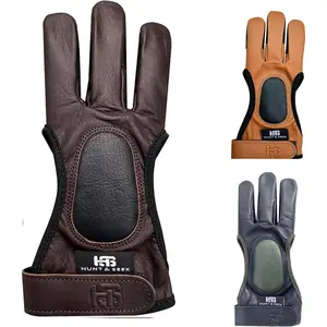 Cow Leather Three Finger Archery Glove for Recurve & Compound Bow – Finger Tab Accessory