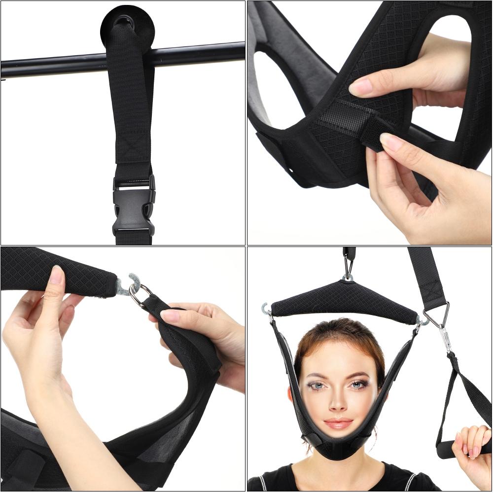 Home Hanging Neck Massager with Detachable 2-In-1 Design, Lightweight Aluminum Frame with Cushion Straps, Portable Tool-Free Installation, Neck Shoulder Relaxer