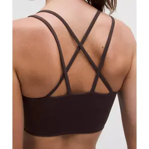 Daimu Live Solid Color Cross back Fitness sport Bra Seamless Bras Scrunch Push-up Training Gym Yoga Underwear With Chest Pad