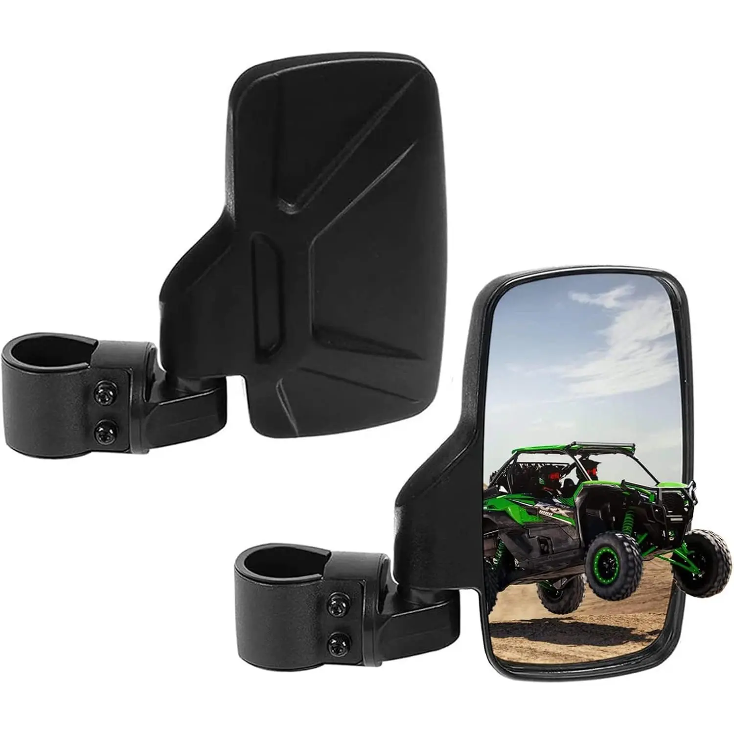 UTV Side Mirrors For 1.6" - 2" Roll Cage Bar, UTV Mirrors Compatible with with Polaris RZR/Can Am Maverick/Kawasaki Mule/Honda Pioneer/Yamaha Rhino/SXS/YXZ/Zforce, Shatter-Proof Tempered Glass