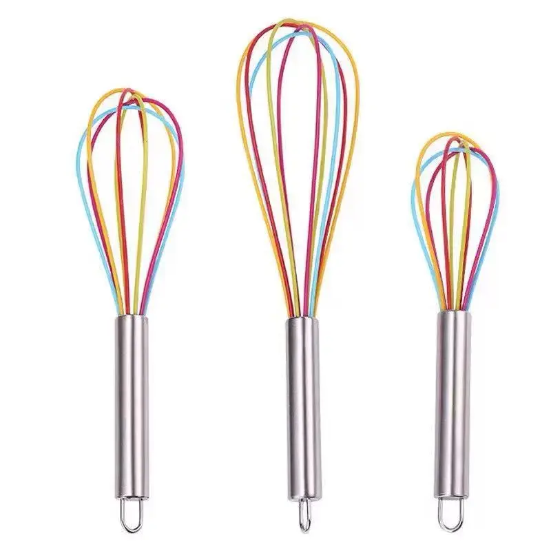 3pcs Stainless Steel Colored Whiskers, Manual Heat-Resistant Mixer, Kitchen Cooking Stirrer, Non-Stick Ball Mixer, Baking Tools