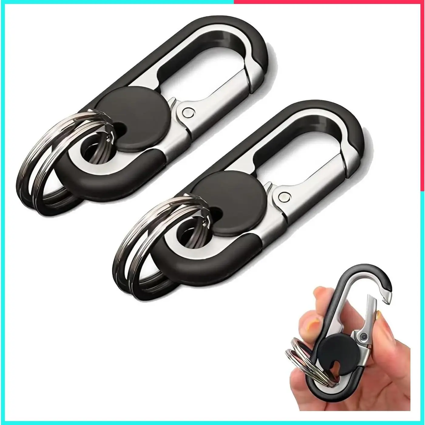 Men's 2pcs Personalized Creative Stainless Steel Car Keychain
