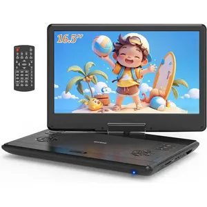 16.5" Portable DVD Player with 14.1" Large  Swivel Screen, 6 Hours Rechargeable , DVD Player Portable Support MP4, MKV Video & USB/SD Card/Sync TV, High Volume Speaker,  Regions