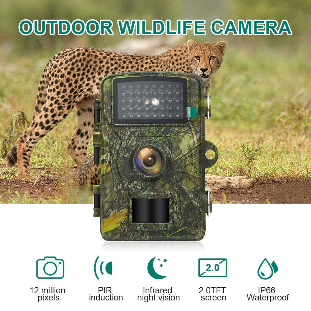 16MP Trail Camera, 0.8s Trigger Motion Activated Night Vision Game Camera, 720P IP66 Waterproof Hunting Camera for Outdoor Wildlife