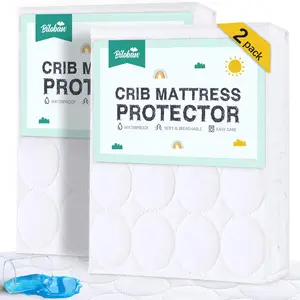 Crib Mattress Protector Sheets Waterproof 2 Pack Quilted Fitted Crib Mattress Pad Cover Fits Toddler Bed Mattress White 52" x 28"