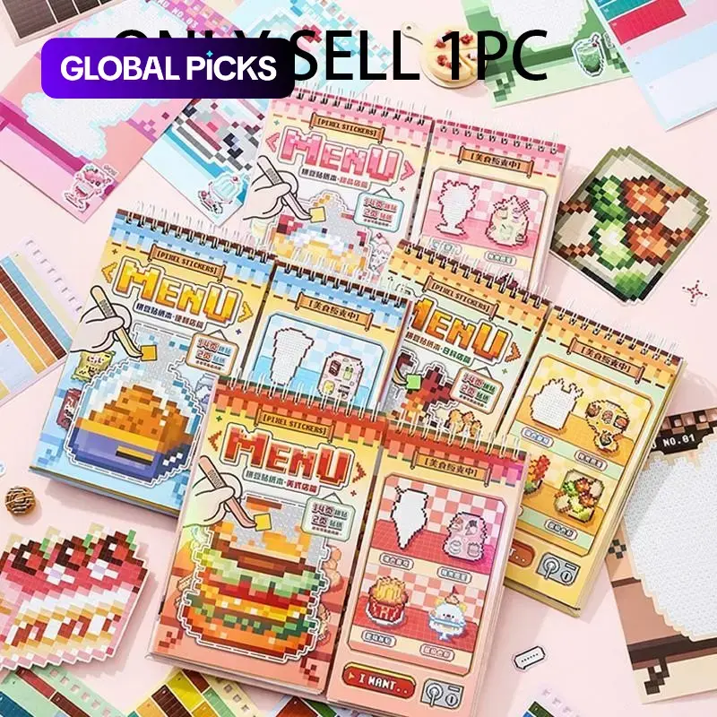 30 Sheets Puzzle Coin Vending Machine Series Sticker Packs, Pixel Style Series 3.0 Spiral Bound Sticker Book, Creative Craft Handmade Intelligence Stickers for Children, Fun Stress Relief DIY Adhesive Sticker Cards #GLOBAL PICKS