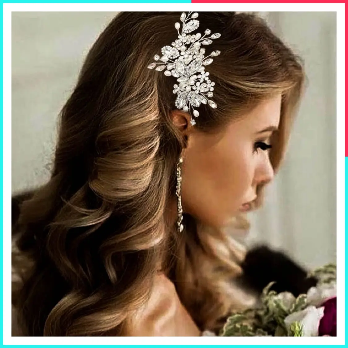 Crystal Pearl Bride Wedding Hair Comb Bridal Hair Piece Hair Accessories for Women and Girls, Silver