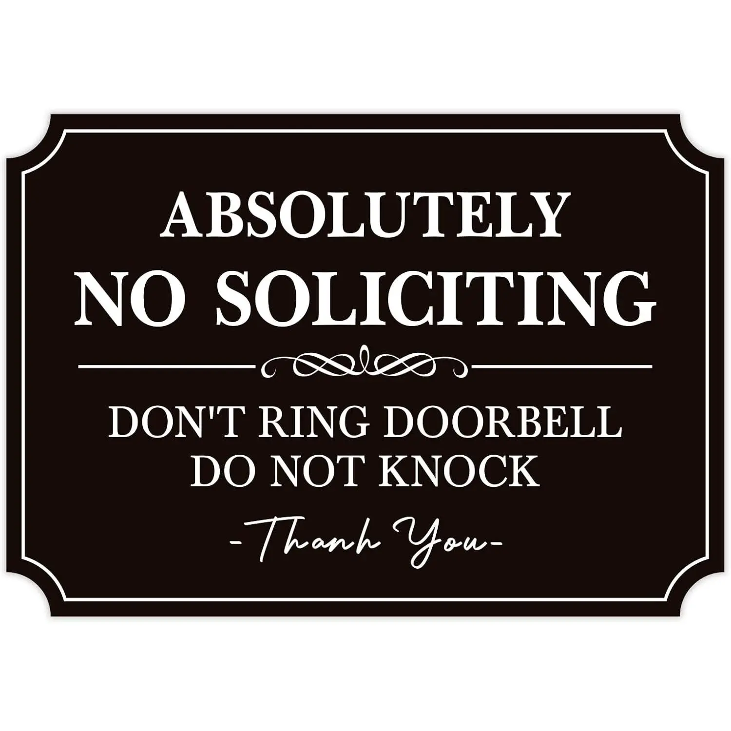 No Soliciting Sign for Front Door,Self-Adhesive Elegant Do Not Knock or Ring Doorbell No Soliciting Sticker for Home, No Solicitors Sign for Doorbell, House Door, Home, Office 5.6"x 3.9"