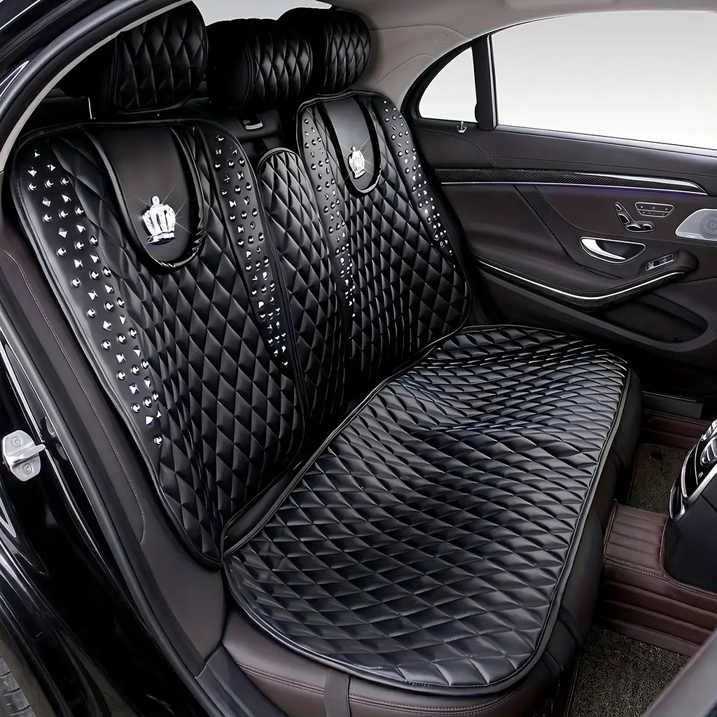 Vintage Luxury Car Interior Queen Crown Universal Fit Size Front and Back Seat Covers Backseat Car Covers Automotive Seat Covers Car Seats Covers