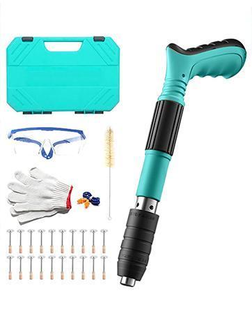 Concrete Nail Gun Kit with 50pcs Nails 5 Speed Adjustable Manual Steel Nail Gun for Red Brick & Concrete Walls Portable Impact Nailgun Metal Low Noise Household Decor