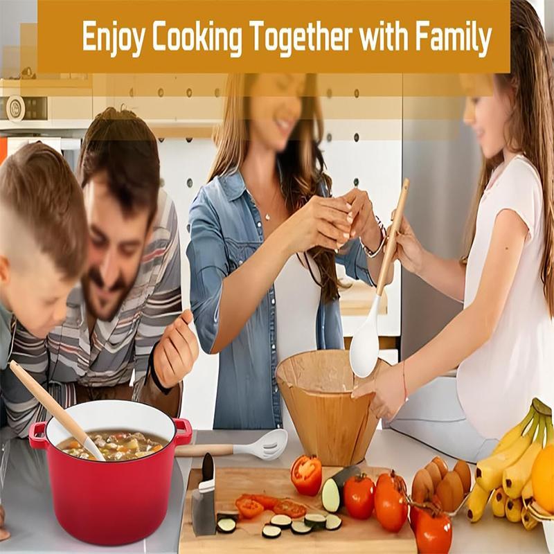 Silicone Kitchen Utensils Set, 6 Counts/set Wooden Handle Cooking Utensils Set, Heatproof Kitchen Tools for Non-stick Cookware