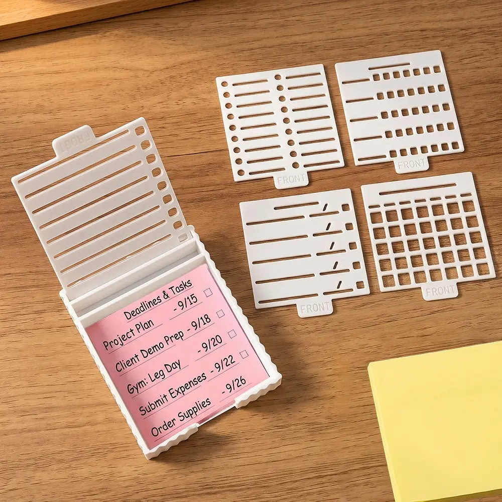 Sticky Note Stencil and Holder, 5-In-1 Upgraded Design, 3x3inch Notes, Office Desk Decor, To-Do List, Checklist, Plan, Schedule