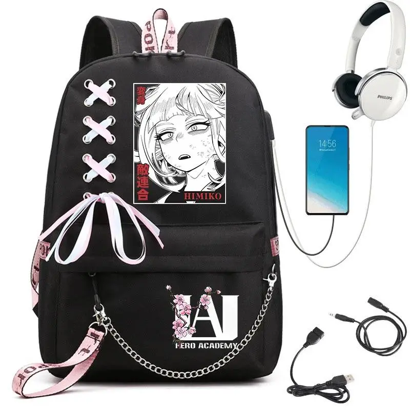 My Hero Academia Anime Print Student Backpack with Webbing Straps Girls School Bag Lightweight Casual Daypack  Gag Toys & Practical Jokes