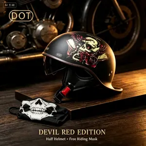 2026 New Dot Certified Streamlined Motorcycle Half Helmet, Retro Flip Face Shield, Universal Half Cover Helmet for Harley Cruiser Scooter