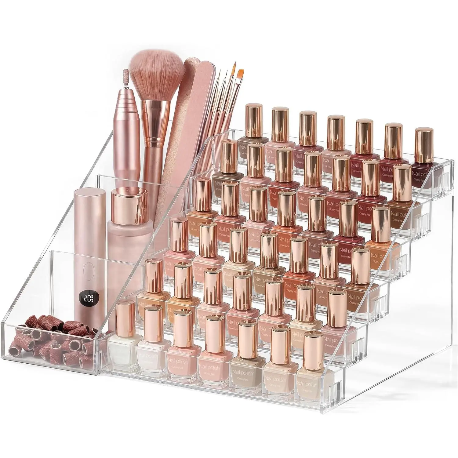 6 Tier  Polish Organizer with  Supplies Organizer, Quick Assembly Clear   Polish Holder Display Stand for Gel Polish (1 Pack)