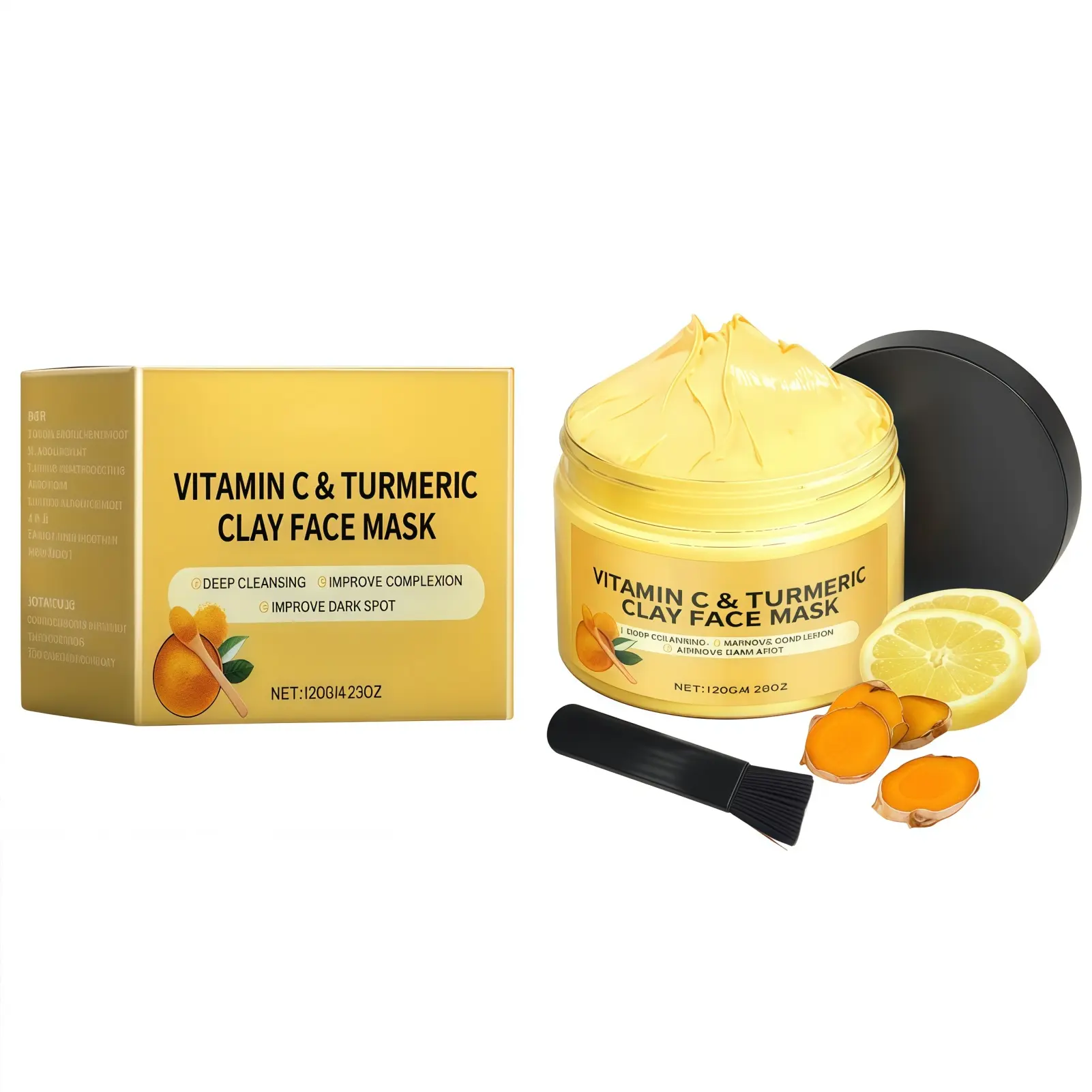 Vitamin C turmeric mud mask, soft, bright and nourishing facial skin, moisturizing and moisture-locking turmeric mud mask