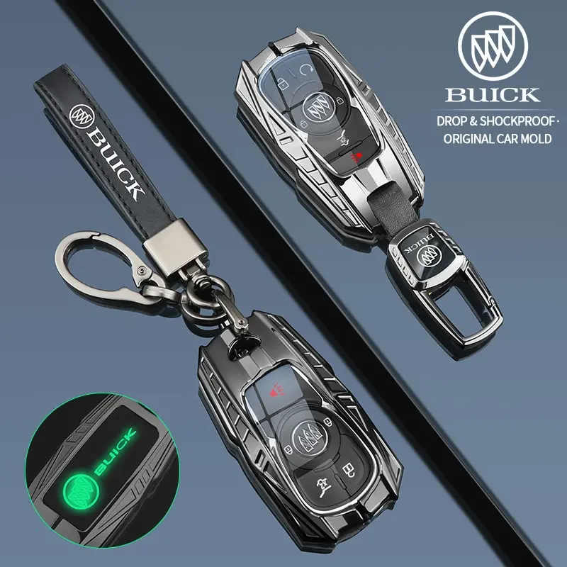 Key cover suitable for Buick Encore, Envision, GL6, GL8, new Regal, LaCrosse, Excelle – 2, 3, 4, 5-button car key cases with a cool mech style, alloy remote shell keychain, full mech-style design, scratch-resistant and durable, versatile key cover
