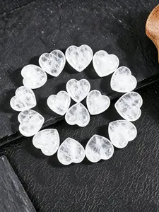 15/25 pieces - natural white crystal, heart-shaped engraved polished stones, suitable for scene decoration and DIY jewelry-making purposes, perfect Valentine's Day and Mother's Day gifts