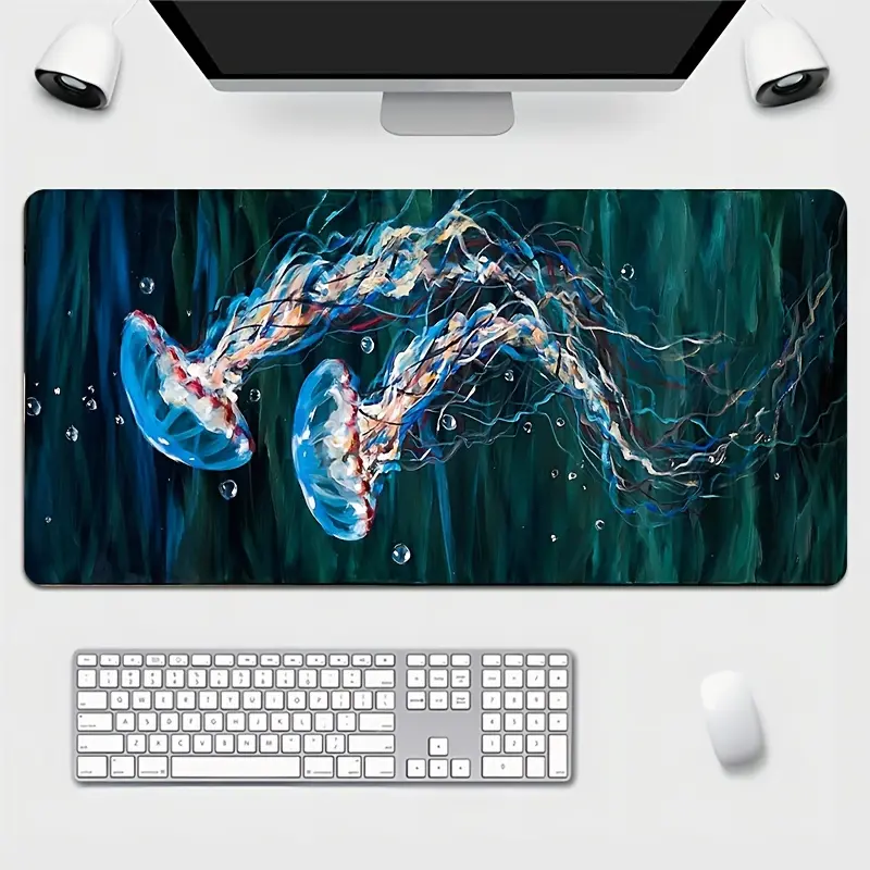 Jellyfish Artwork Extended Mouse Pad - High-Definition Image, Soft, Non-Slip Rubber Base, Keyboard and Mouse Desk Mat, Gaming Mouse Pad - Ideal Gift for Boyfriend/Girlfriend
