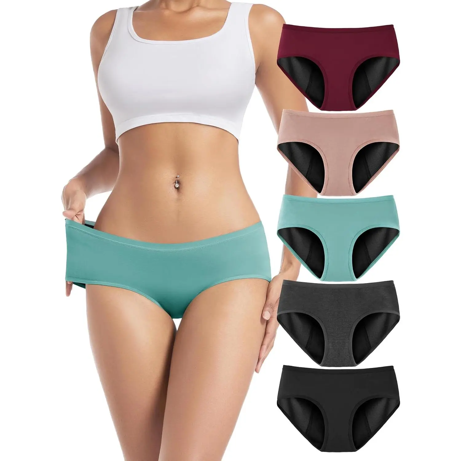 Period Underwear for Women Heavy Flow Soft Menstrual Panties Teens Ladies Leakproof Incontinence 5 Pack