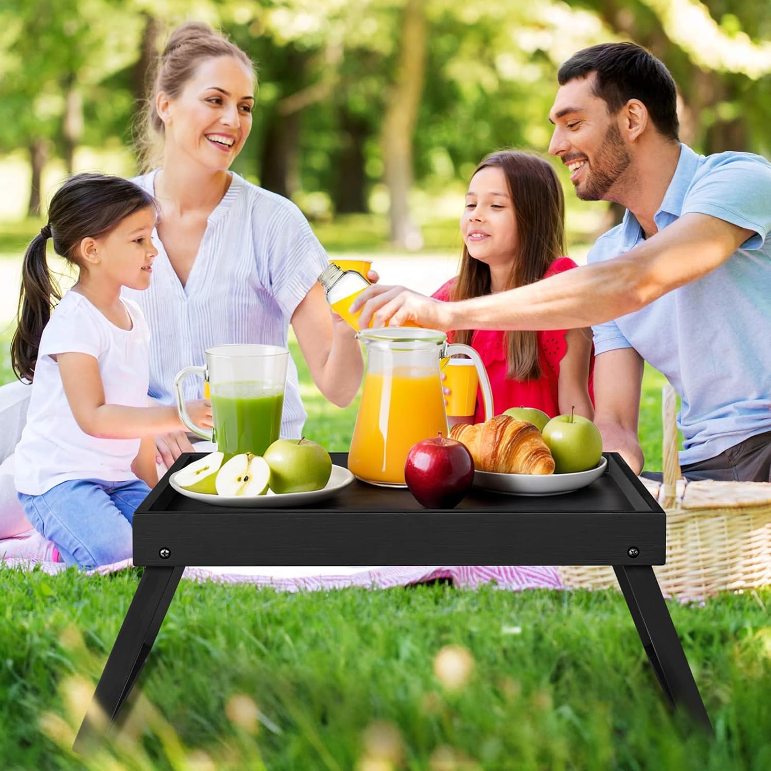 Bed Tray Table with Folding , Breakfast in Bed Tray for Eating,Kitchen Serving,, Sofa, Snacking or Working, Laptop Desk Dinner(1, Black)