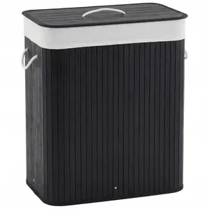Slim Bamboo Laundry Hamper with Lid, 106L Large Collapsible Wooden Clothes Basket with Washable Removable Liner, Space-Saving Storage, Ideal for Bedroom, Apartment, Dorm